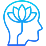 Icône de tête et fleur représentant le bien-être mental et environnemental
