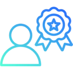 Icône de personne avec ruban représentant la certification de qualité
