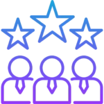 Icône d’équipe avec étoiles représentant la reconnaissance du personnel