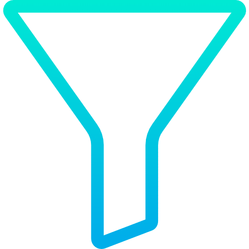 Icône d’entonnoir représentant la filtration de l’air ou des liquides