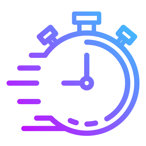 Icône de chronomètre représentant la rapidité du service