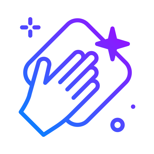 Icône de main nettoyant une surface brillante